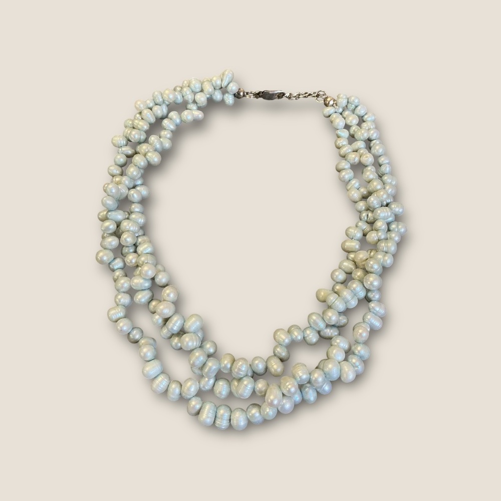 Multi Strand Pale Blue Freshwater Pearl Necklace